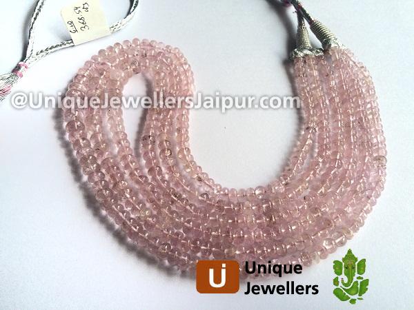 Fine Quality Morganite Plain Roundelle Beads